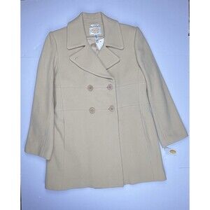 VTG Talbots Womens Italian Wool Sz 10 Peacoat Cream Double‎ Breasted Coat
